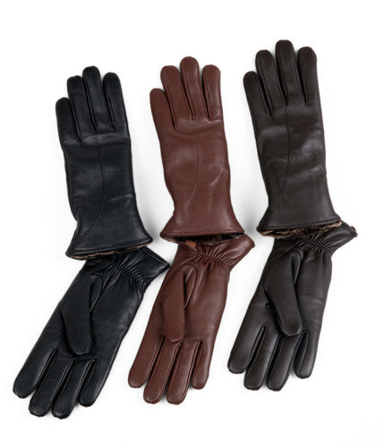 Zavelio Women's Shearling-Lined Leather Gloves – Brown