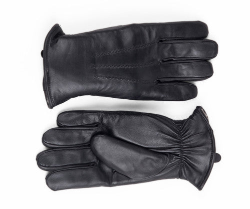 Zavelio Men's Shearling-Lined Leather Gloves – Black