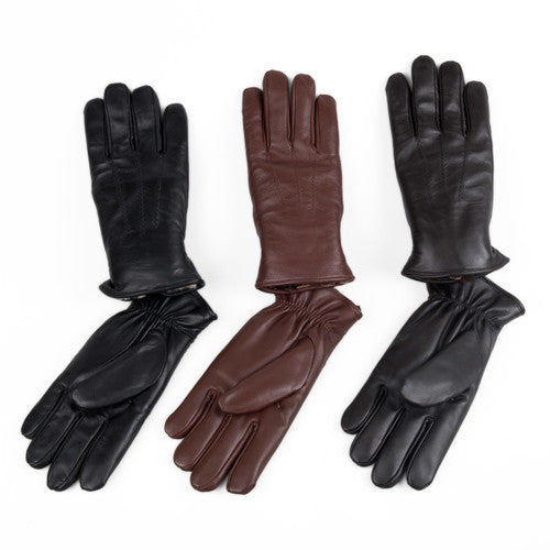 Zavelio Men's Shearling-Lined Leather Gloves – Black