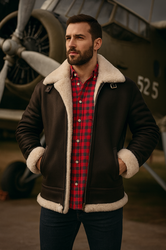 Zavelio Men's B-3 Shearling Jacket – Colour to confirm