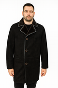Zavelio Men's Michel Real Shearling Sheepskin Leather Long Coat - Black – Black
