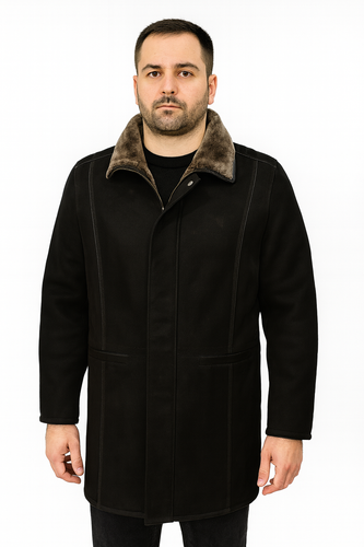 Zavelio Men's Sheepskin Coat RAMSES – Black