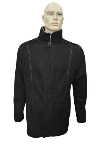 Zavelio Men's Sheepskin Coat RAMSES – Black