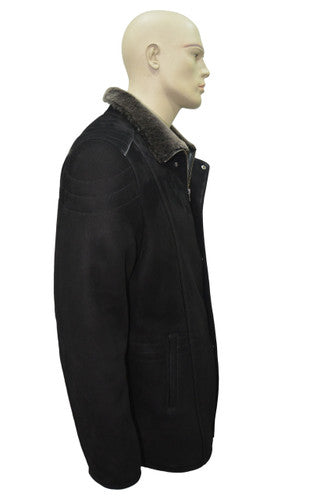 Zavelio Men's Sheepskin Coat RAMSES – Black