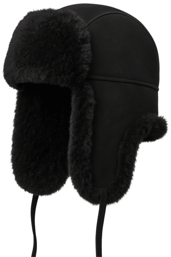Zavelio Genuine Sheepskin Aviator Hat – Black Suede
