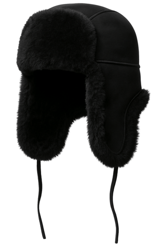 Zavelio Genuine Sheepskin Aviator Hat – Black Suede