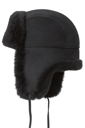Zavelio Genuine Sheepskin Aviator Hat – Black Suede