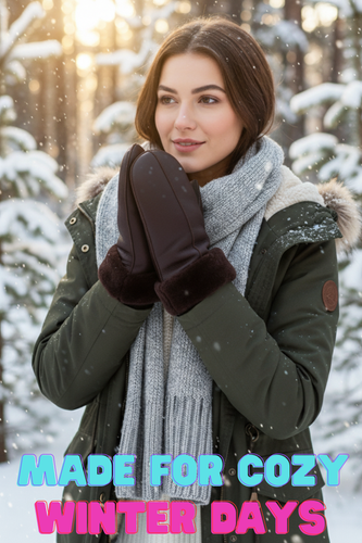 Zavelio Women's Sheepskin Mittens – Brown