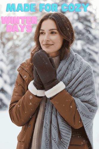 Zavelio Women's Sheepskin Mittens – Brown/Beige