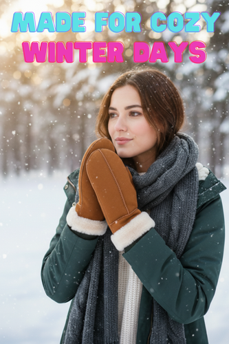 Zavelio Women's Sheepskin Mittens – Cognac