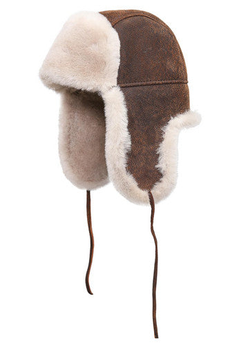 Zavelio Genuine Sheepskin Aviator Hat – Vintage Beige