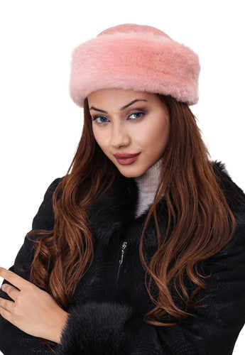 Zavelio Bonnet en peau de mouton – rose