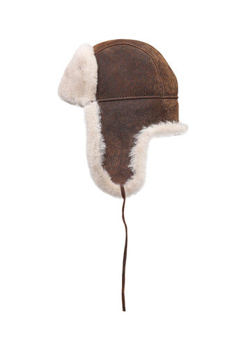 Zavelio Genuine Sheepskin Aviator Hat – Vintage Beige