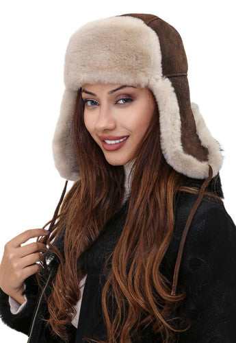 Zavelio Genuine Sheepskin Aviator Hat – Vintage Beige
