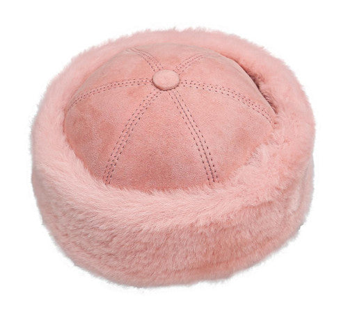 Zavelio Bonnet en peau de mouton – rose