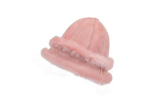 Zavelio Women's Sheepskin Bucket Hat – Pink