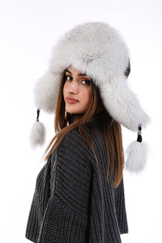 Zavelio Women's Fox Fur Ushanka Hat – Shadow