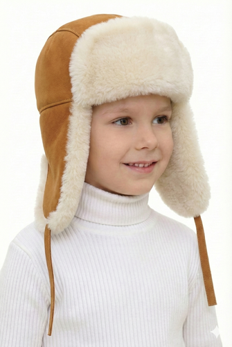 Zavelio Kids' Sheepskin Aviator Hat – Cognac