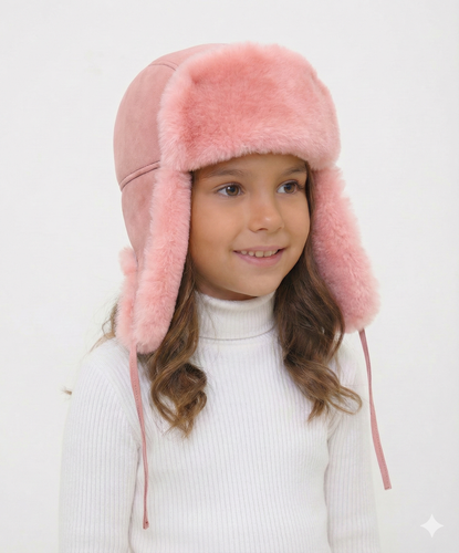 Zavelio Kids' Sheepskin Aviator Hat – Pink