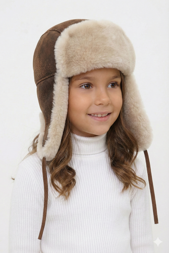 Zavelio Kids' Sheepskin Aviator Hat – Vintage Beige