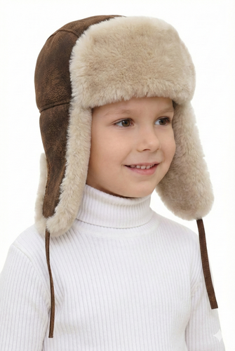 Zavelio Kids' Sheepskin Aviator Hat – Vintage Beige