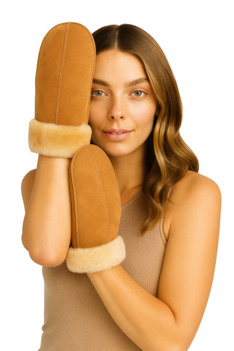 Zavelio Women's Sheepskin Mittens – Tan