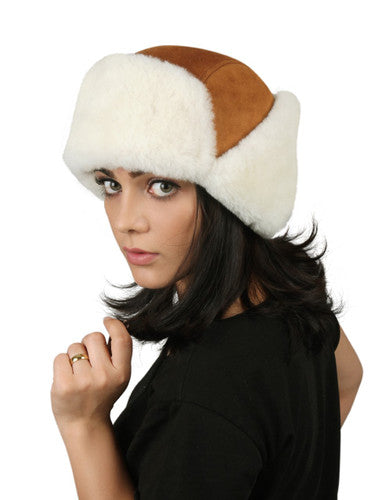 Zavelio Genuine Sheepskin Aviator Hat – Cognac