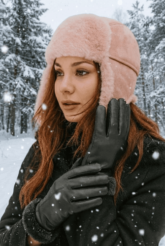 Zavelio Women's Shearling-Lined Leather Gloves – Brown